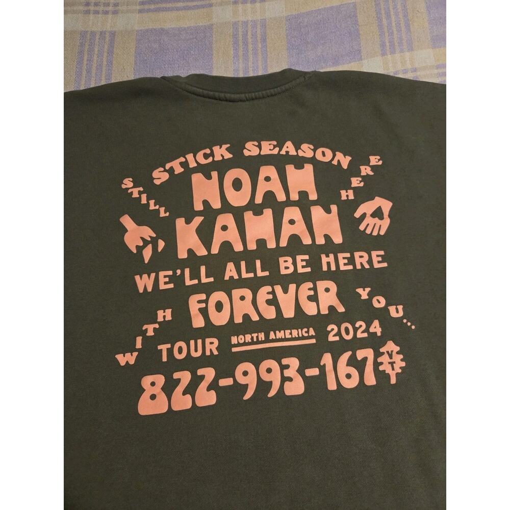 Noah Kahan Sweatshirt Olive Green Crewneck Stick Season Tour 2024 - Picture 5 of 7